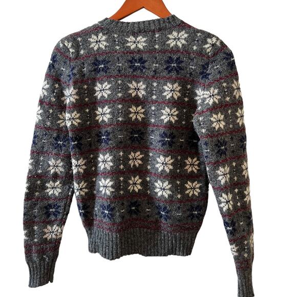Vintage Bowen & Wright Boys Wool Snowflake Print Sweater Gray L - Picture 3 of 4